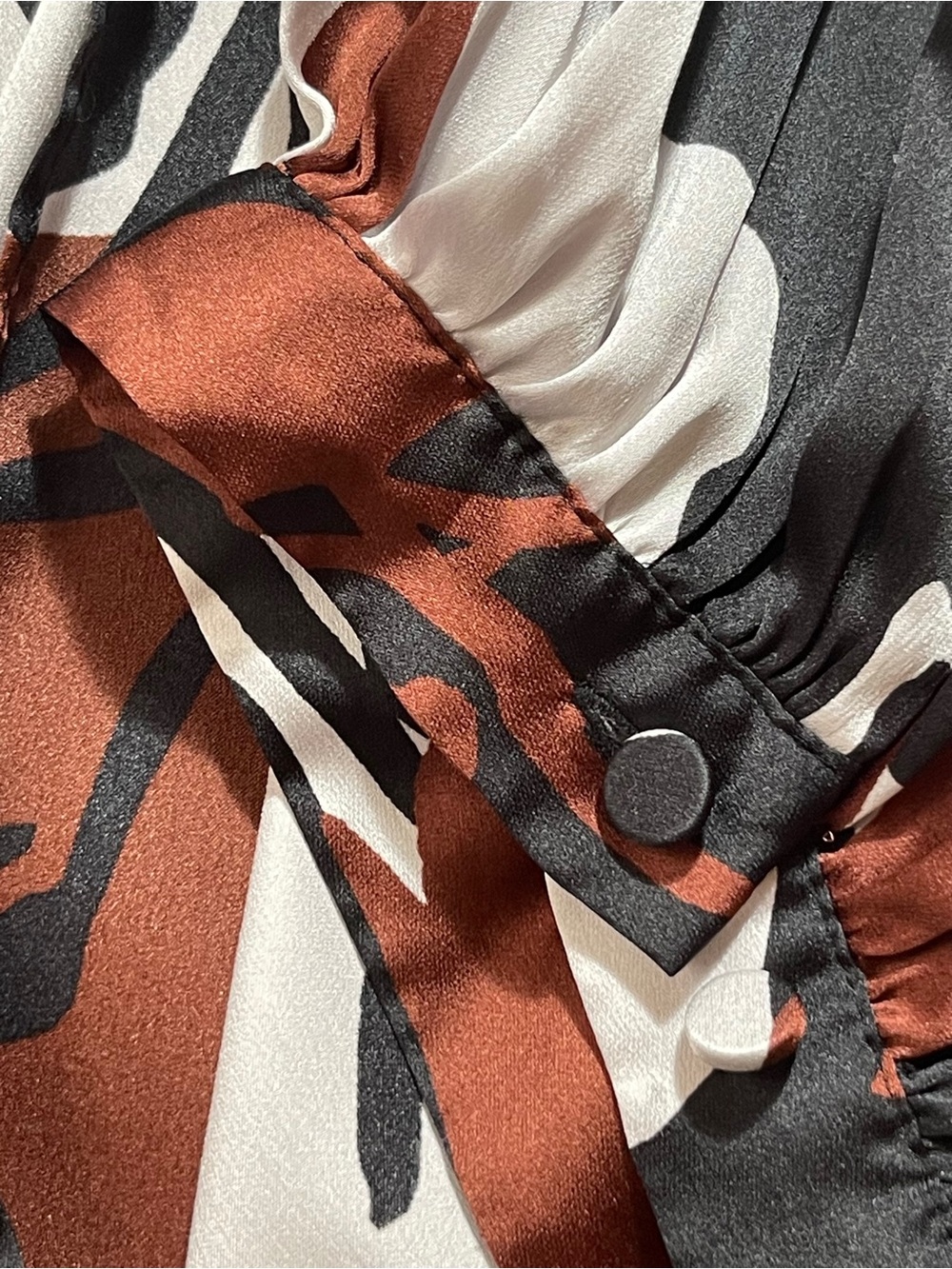Chico’s Abstract Print Tie Front Blouse Dolman Sleeve Tunic Top Size 3 XL - Picture 5 of 11